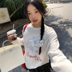 工場現物日焼け止めブラウス女春夏白正肩長袖tシャツゆるいデザイン感chi韓系上着
