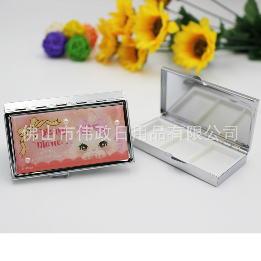 金属长方形便携简易2格、3格、7格药盒  药丸盒、正方形、放包包