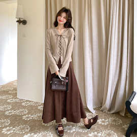 轻熟风针织开衫绑带上衣半身裙两件套女2026年春季气质显瘦套装裙