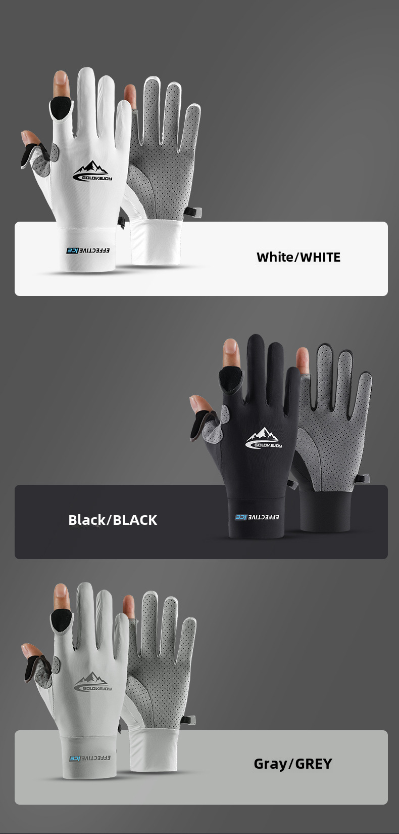 Ice Silk sun protection gloves men's summer UV protection outdoor sports fishing gloves non-slip open finger touch screen XG59_maomaolike.com