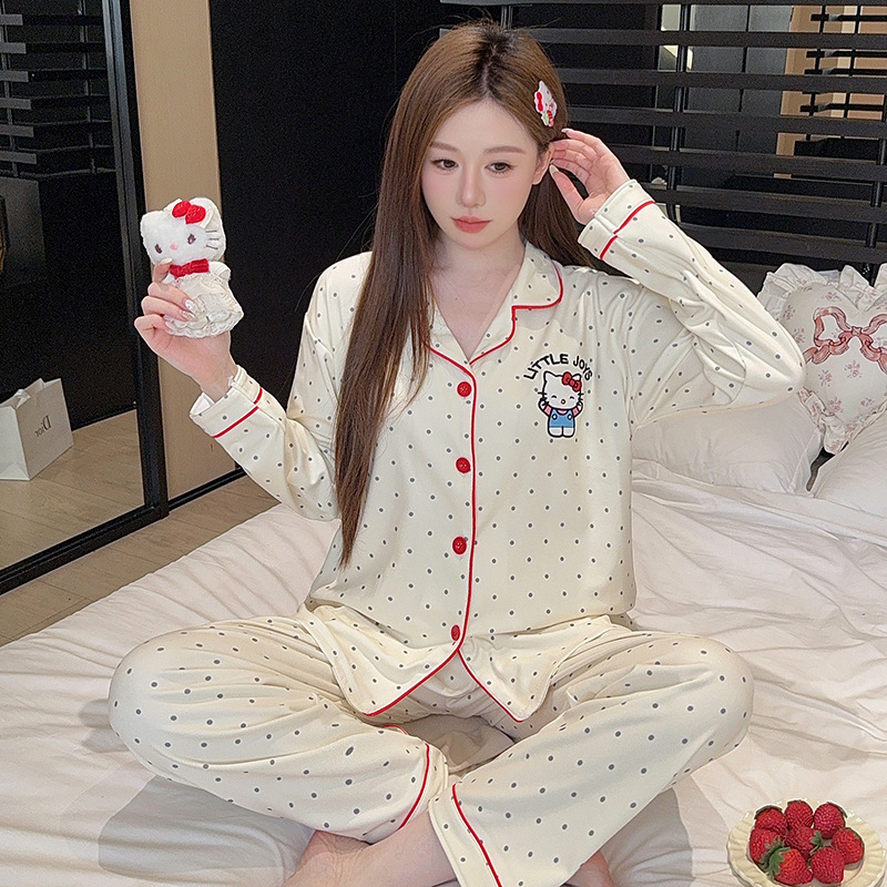 Derong Pajamas Women's Winter New 2025 Thickened Home Clothes Cute Cardigan Large Size 100kg Set Can Be Weared Outside