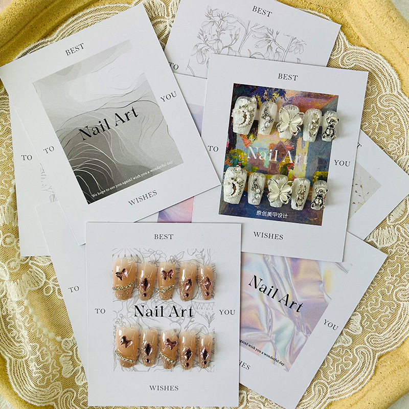 高级感美甲背景展示卡米坚卡展示卡纸ins风爆款穿戴甲展标签