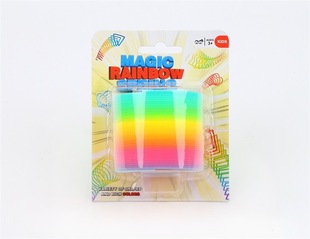 Cross-border stall children's rainbow ring elastic ring 7.5 * 6.5CM spring color ring jengle hula ring toy