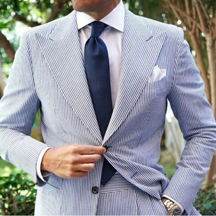 Men's Casual Vertical Striped Suit Suit Four-Way Elastic Printed Suit Suit Cross-Border Business Prom Suit Suit