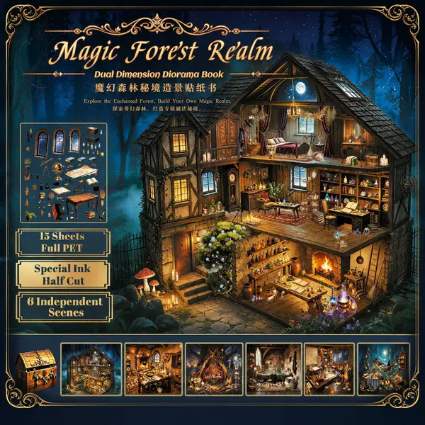 Etsy B5 Retro Magic Forest Pet Landscape Scene Sticker Book Junk Journal Notebook Sticker Book