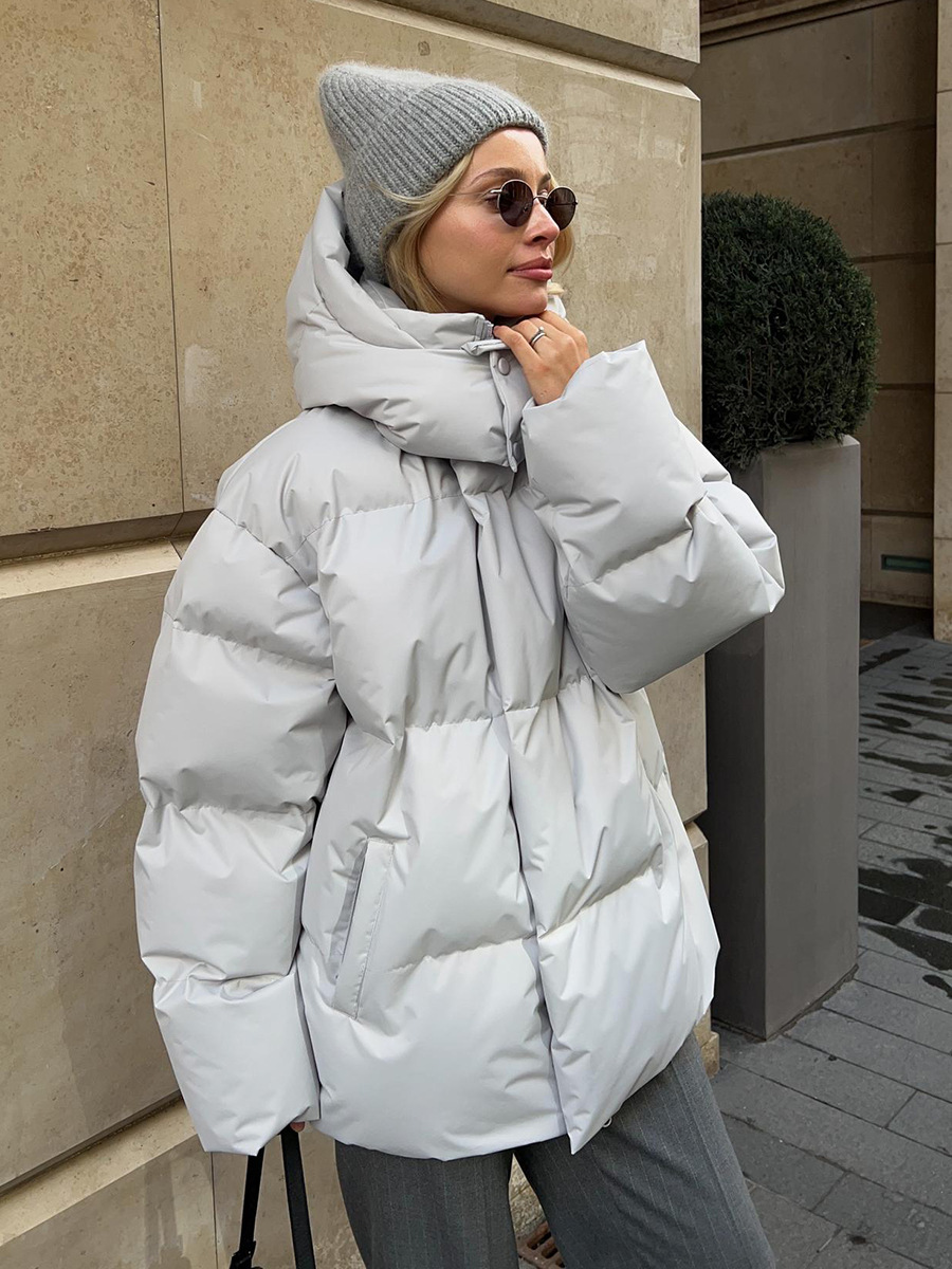 Women's Puffer Jacket Cotton Loose Warm Solid Colour Winter Coat_voghion.com