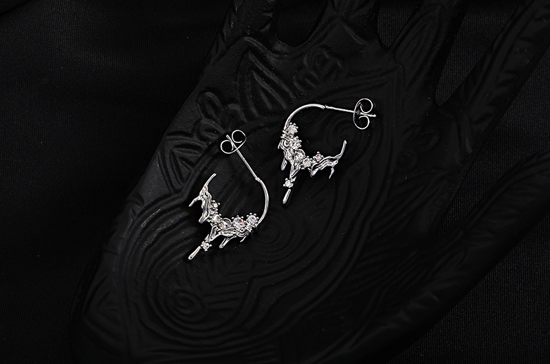 Personality Fashion Trending Silver Lava Zircon Earrings display picture 2