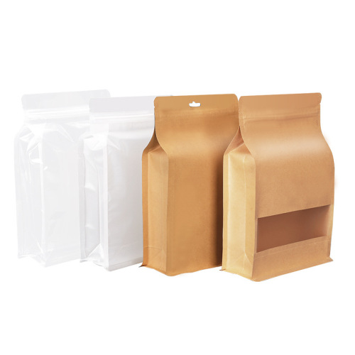 Transparent eight-sided sealing bag kraft paper ziplock bag snack packaging bag 3D three-dimensional tea new year product packaging plastic bag