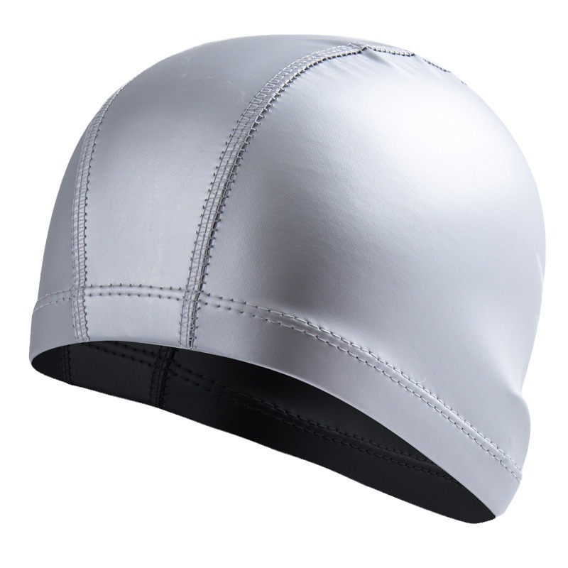 Pu gorra de natación para hombres adultos y mujeres cómodos no apretando alto elástico gorra de natación impermeable Pelo Largo gorra de natación transpirable