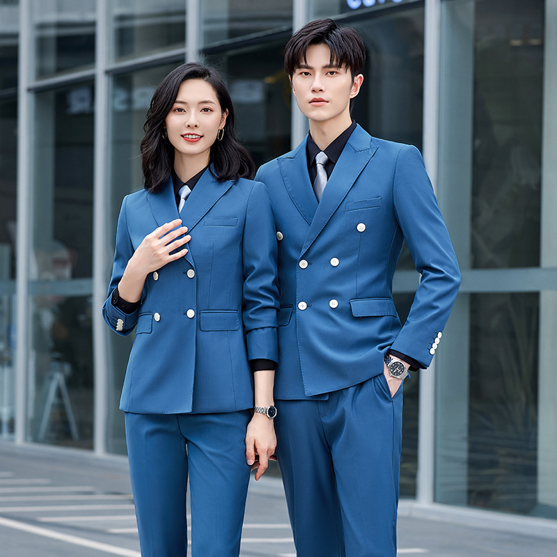 Spring, Autumn and Winter Double-Breasted Suits, Business Attire for Men and Women, Salesperson Workwear Suits, Corporate Formal Wear, Group Purchase Wholesale