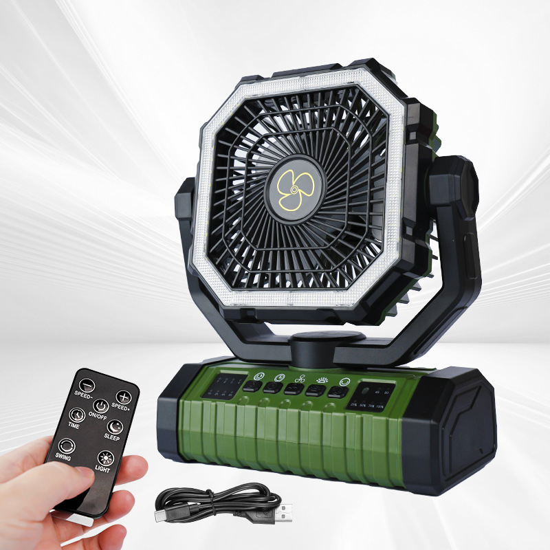 Ventilador para Cámping con Luz con Control Remoto, Silencioso y Recargable para Exteriores