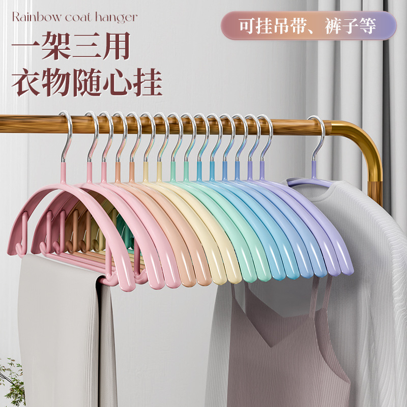 衣架家用挂衣无痕防肩角防滑不起包护衣晾衣撑子彩虹加粗衣服挂架|undefined