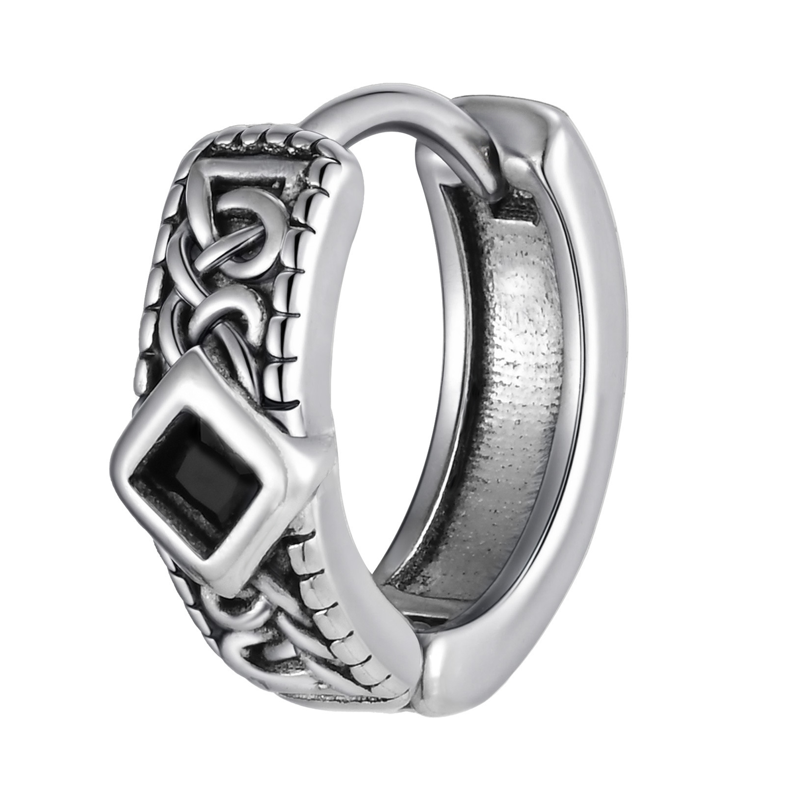 Mens Cross Hoop Earrings Stainless Steel Classic Diamond Style_voghion.com