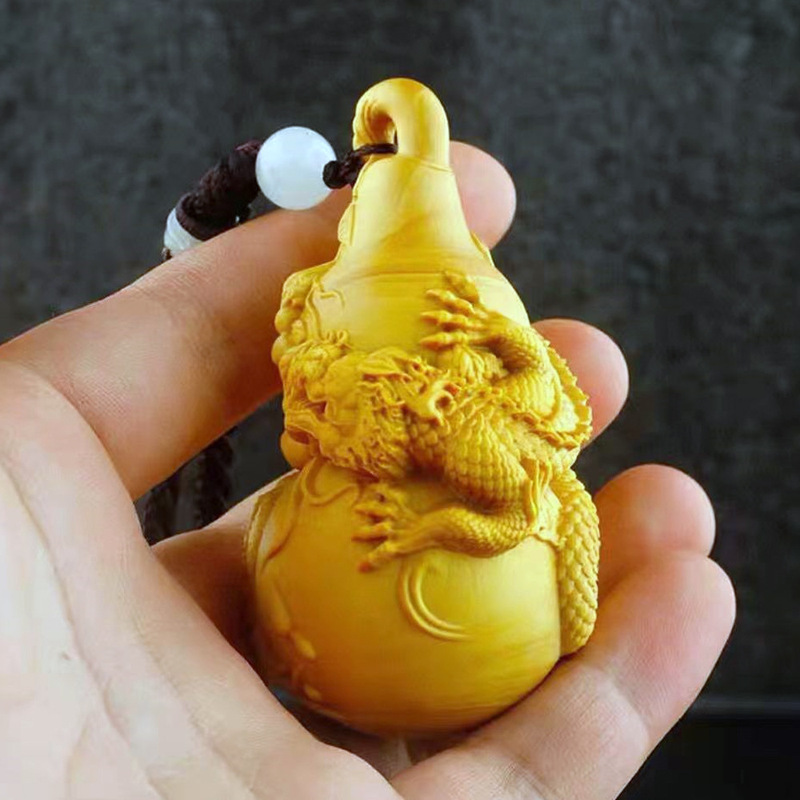 沉香木祥龙盘龙葫芦手把件多子多福木雕刻车挂件随身盘玩工艺摆件|undefined