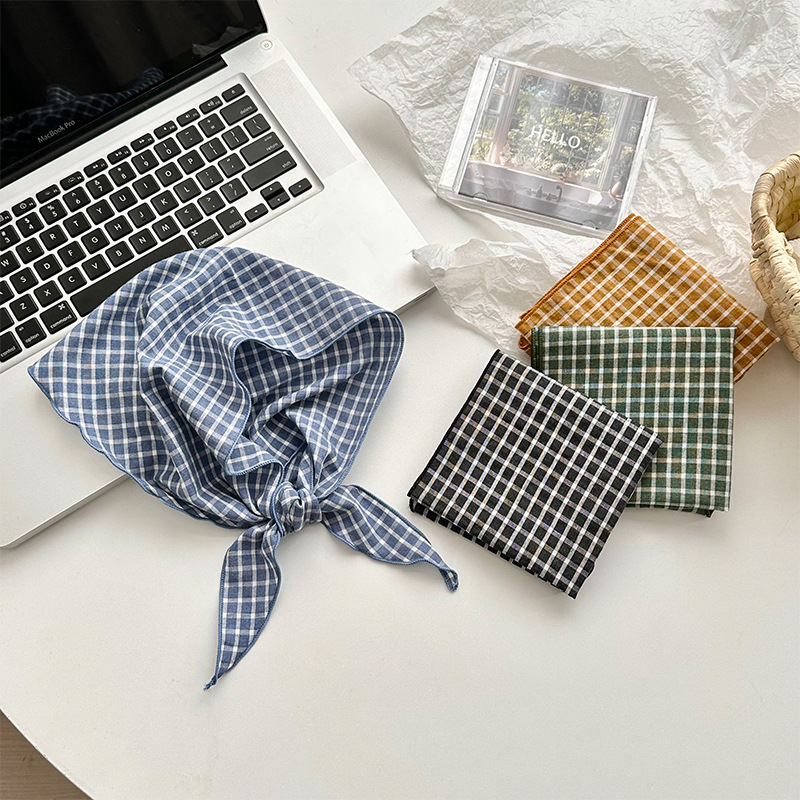 Bufanda triangular babero mujer primavera y otoño nuevo estilo todo-fósforo decoración de moda bufanda pequeña bufanda bufanda a cuadros diadema cinturón