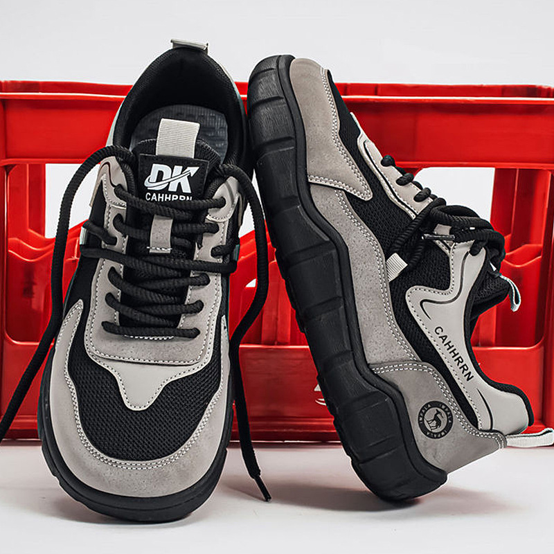 Wide-toed men's shoes with breathable mesh, soft-soled casual German training shoes, popular autumn wide-fit work sneakers