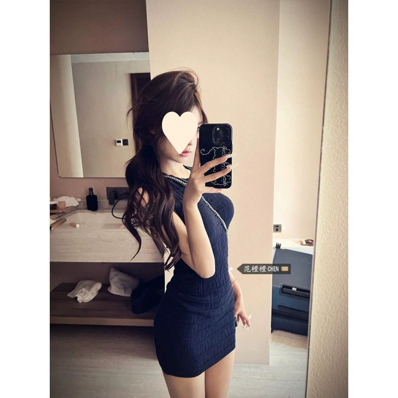 Женское летнее обтягивающее платье-жилет в стиле французского ретро, короткая юбка-свитер с высокой талией, модная фабричная трансграничная одежда