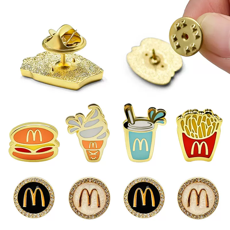 欧美创意麦当劳滴油胸针蝴蝶扣金属徽章可爱服饰包包装饰配饰配件