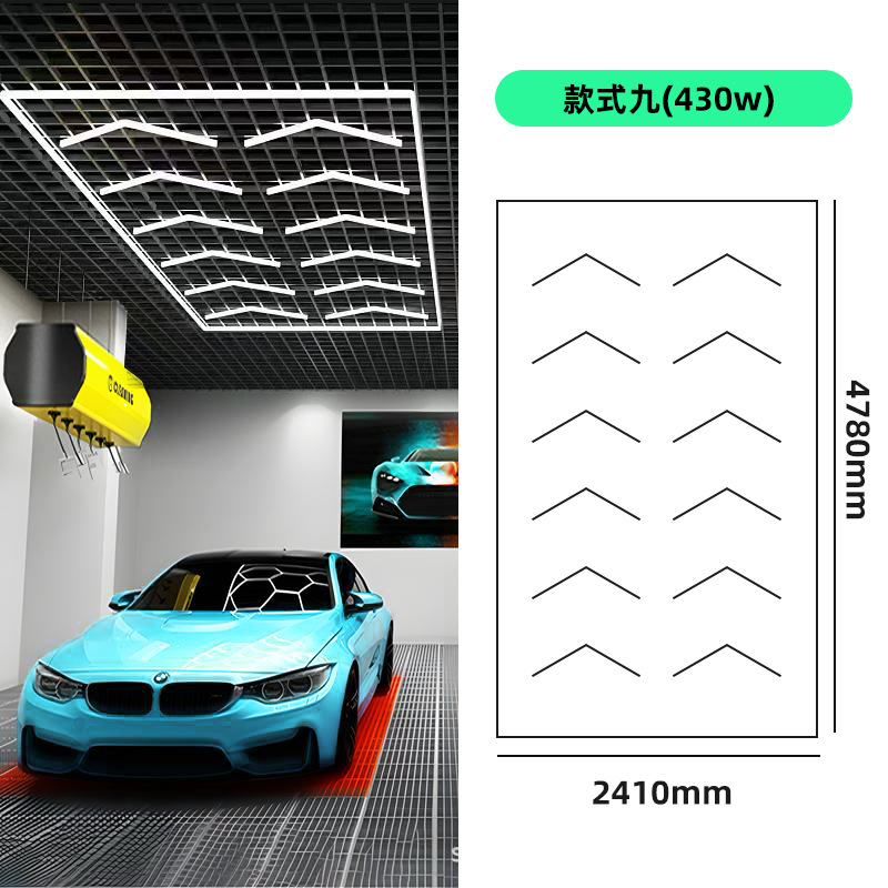 Lámpara de trabajo para estación de lavado de autos de aluminio, luz de panal para estética automotriz, luz LED para taller 4S, luz de techo para taller de reparación, luz diurna para lavado de autos