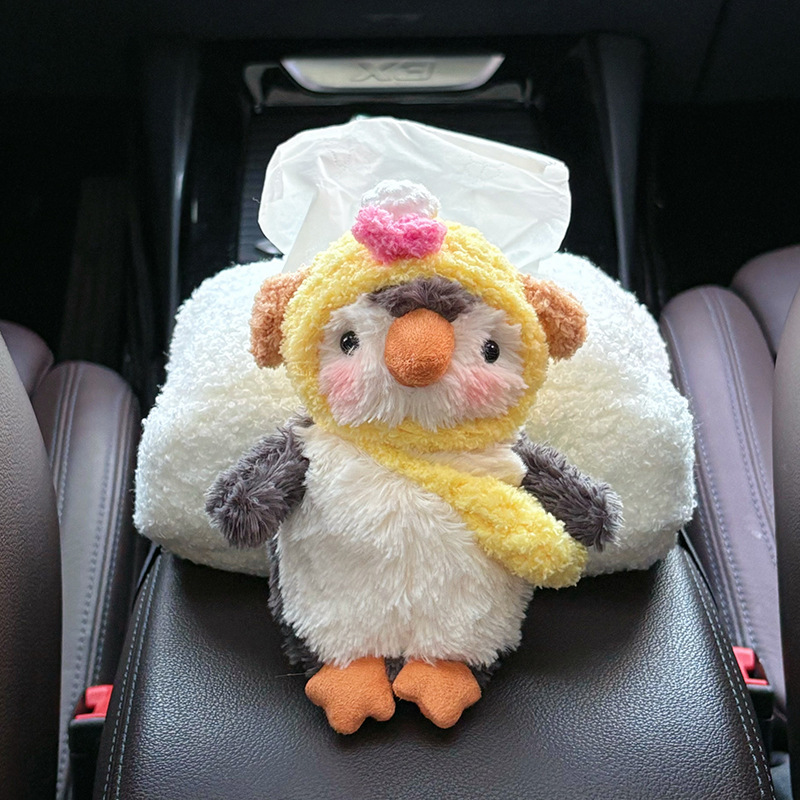 Nuevo pingüino 2025 caja de toallas de automóvil caja de extracción de papel bolsas de toallas de automóvil decoración interior de automóviles nuevos regalos de automóvil