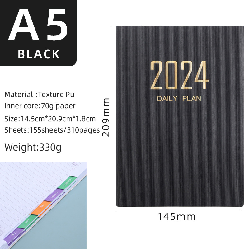 Transfronterizo 2024 inglés a5 calendario 2025 imitación cuero mes índice plan cuaderno calendario de comercio exterior