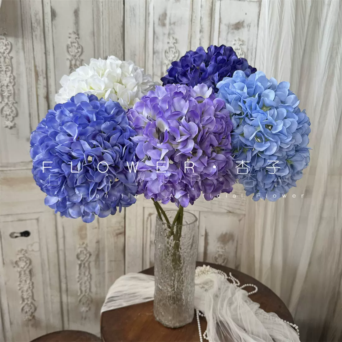 绣球花仿真花布料莫奈之窗软装绣球花海海蓝紫色门头花店面装饰