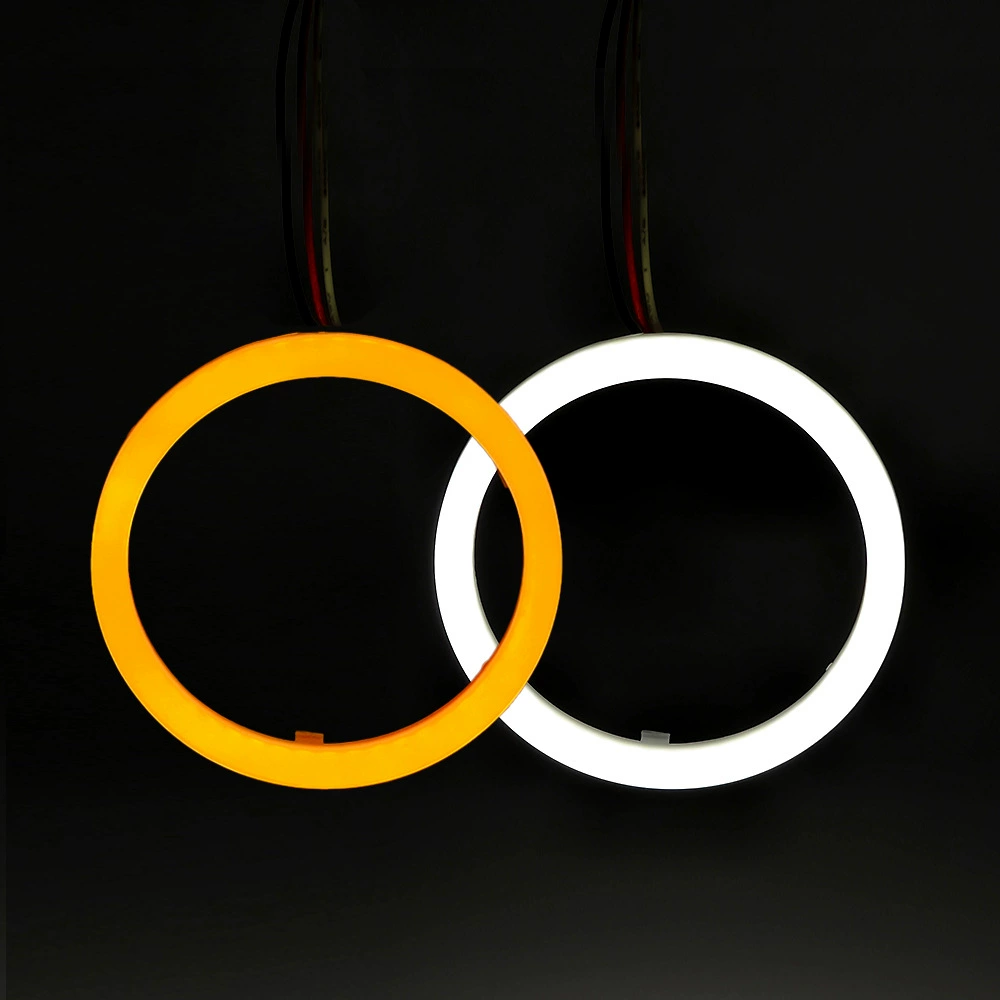 Декоративное кольцо для фар автомобиля из хлопка COB, бело-желтое, с функцией поворотника, дневных ходовых огней и противотуманных фар, для трансграничной модификации