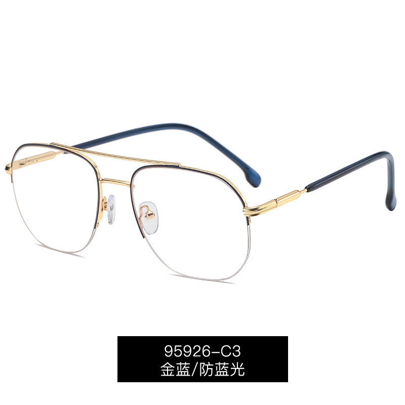 95926 Comercio exterior tendencia medio marco gafas marco hombres y mujeres mismo metal anti-azul gafas de luz puede ser equipado con gafas de miopía