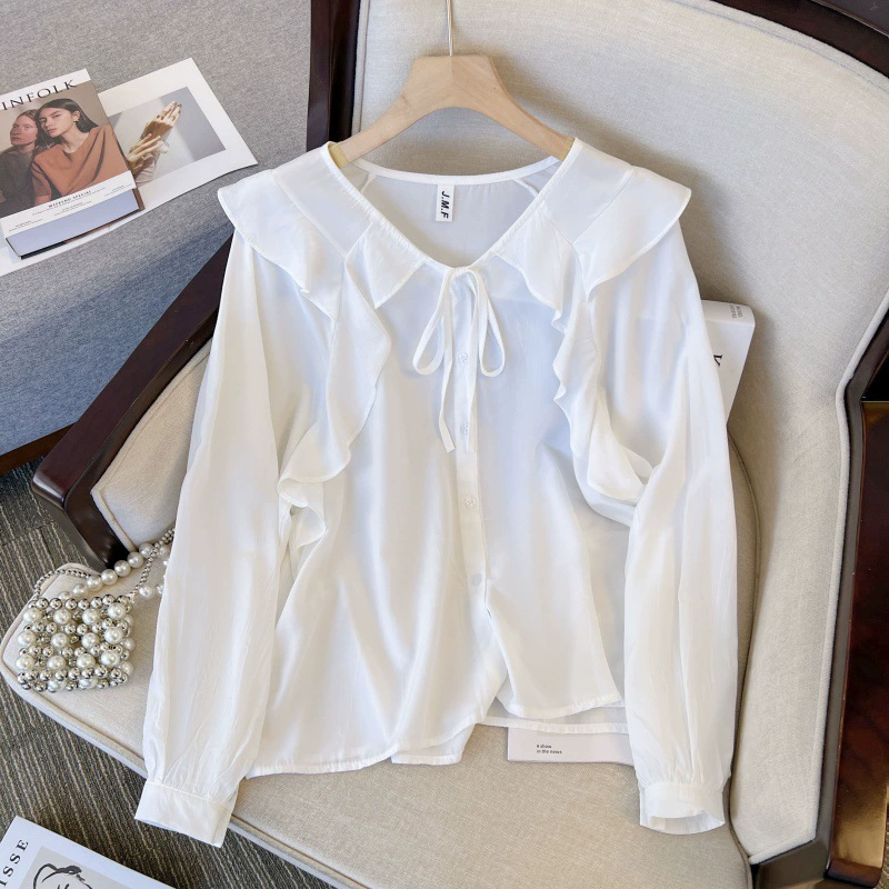 Autumn long-sleeve, shirt, 2023, Korean style, fitted