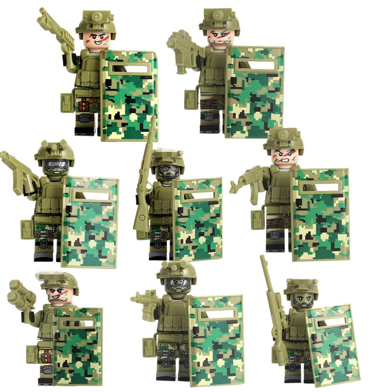 Набор минифигур Construction (LEGO) — 56 золотых и тематических минифигур с мотоциклом и 7-слойной витриной