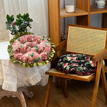 复古风圆形抱枕花边客厅沙发靠垫卧室床头靠枕套椅子坐垫四季通用