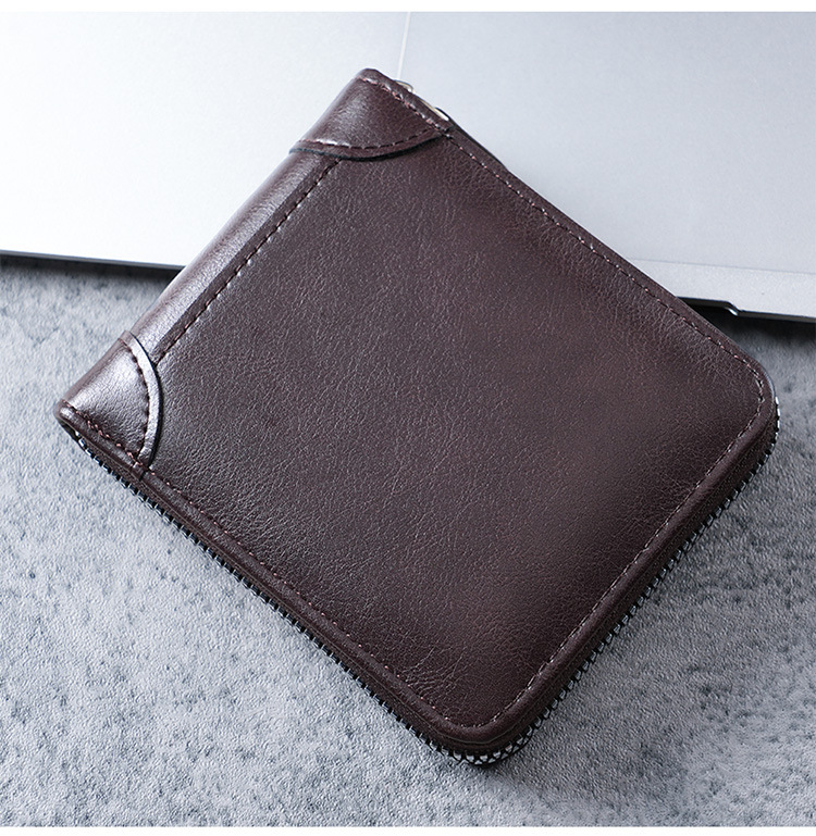 Men's Solid Color Pu Leather Side Zipper Card Holder display picture 2
