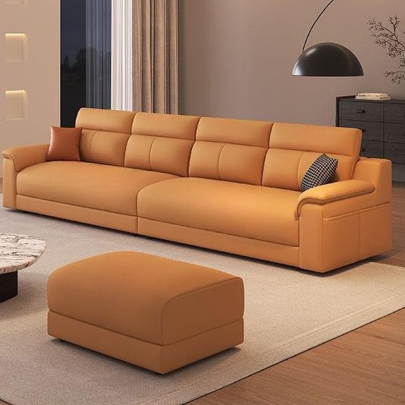 高级轻奢真皮沙发现代头层牛皮直排意式小户型客厅简约家居家具