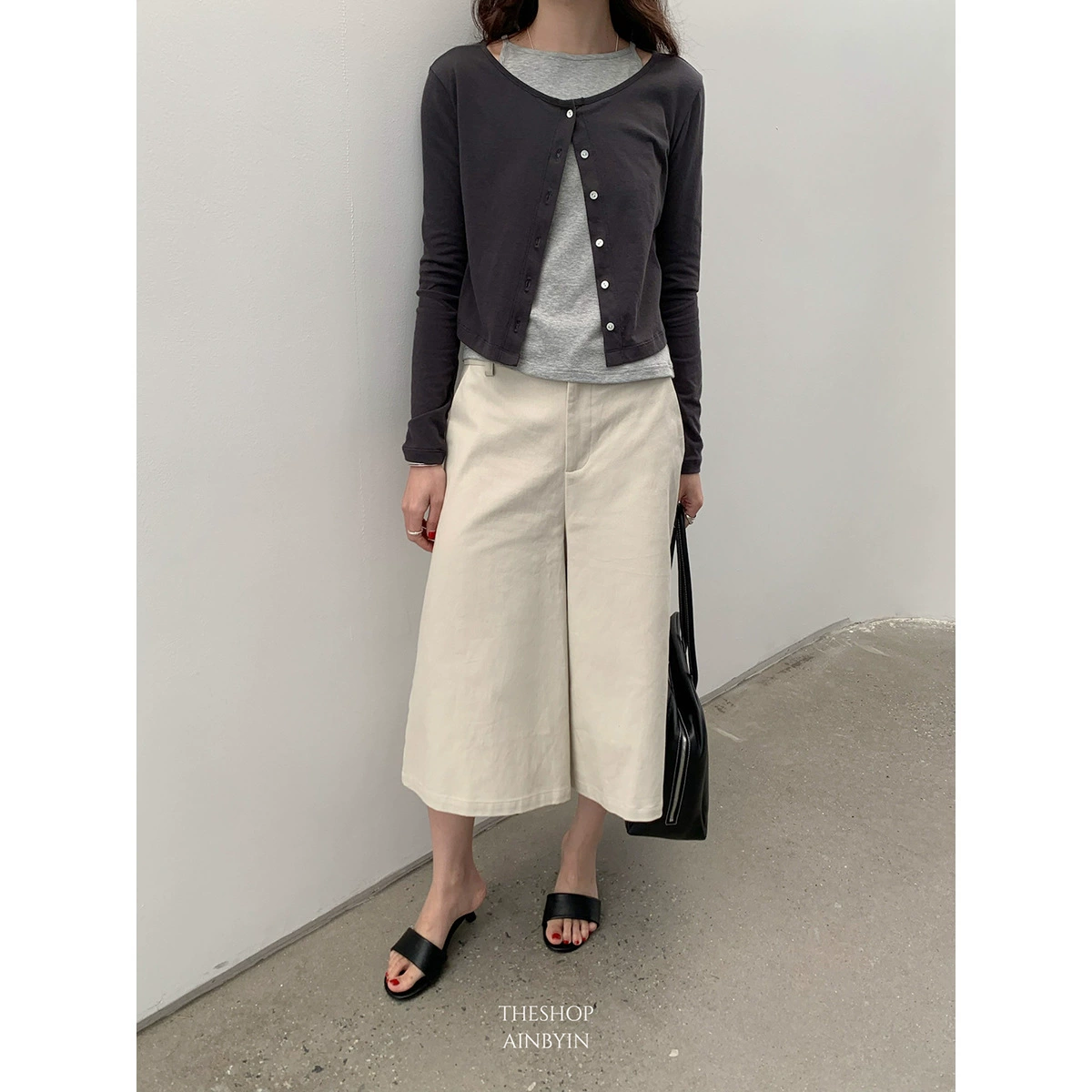 Yi En Ou inbyin грушевидное тело укороченные брюки женские брюки с высокой талией