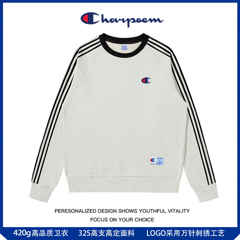 Champion Graffiti Crewneck Sweatshirt for Men and Women 2025 Autumn/Winter Heavyweight 420g Three-Stripe Couple Trendy Brand Loose Top