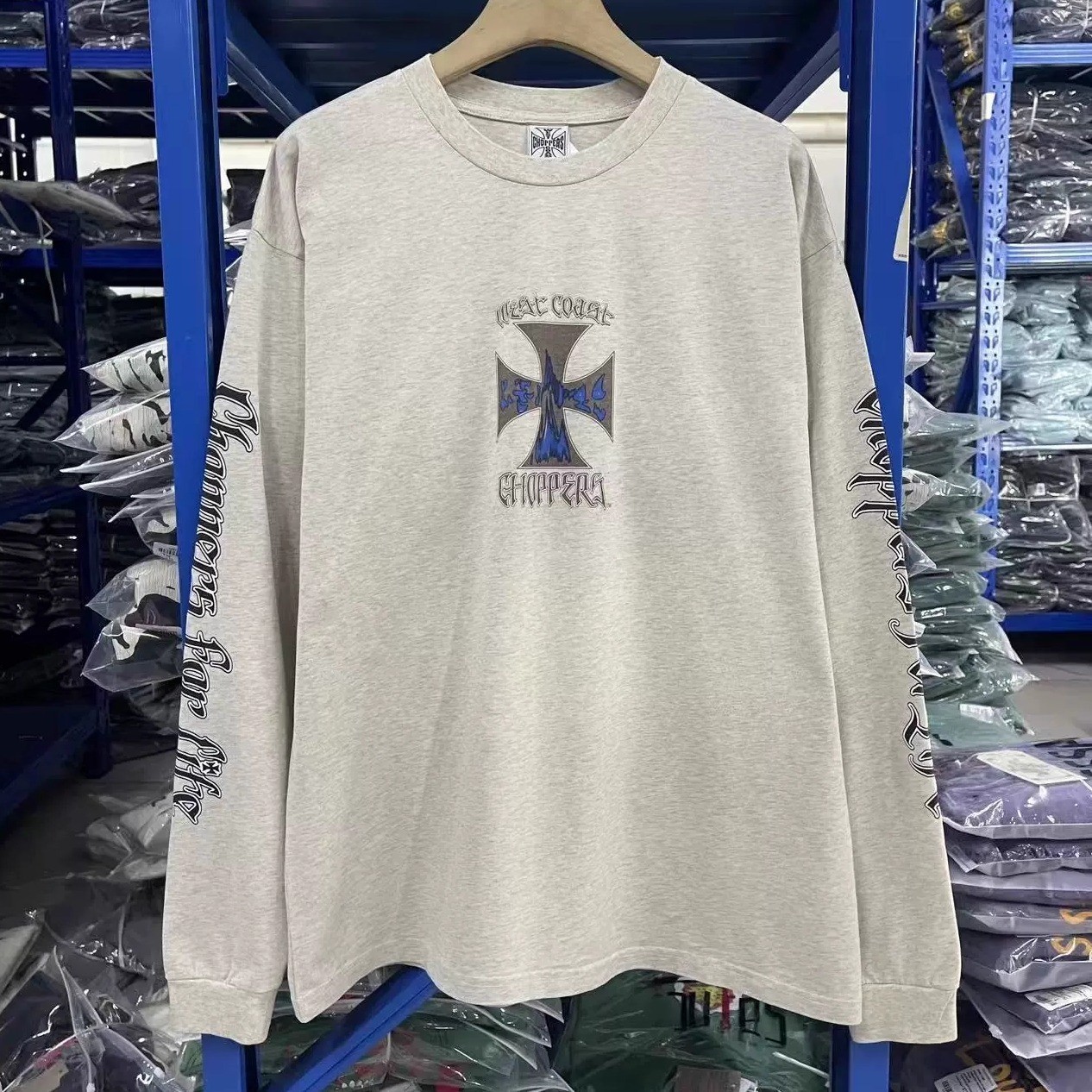 Weat Coast Choppers烟雾机车限定复古怀旧宽松百搭长袖T恤衫