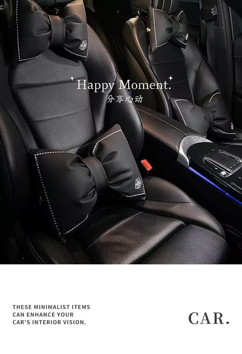 Car Seat Cushion, All-Season Use, Chanel-Style Goddess Design, Popular Camellia Flower Breathable Car Lumbar Support Cushion
