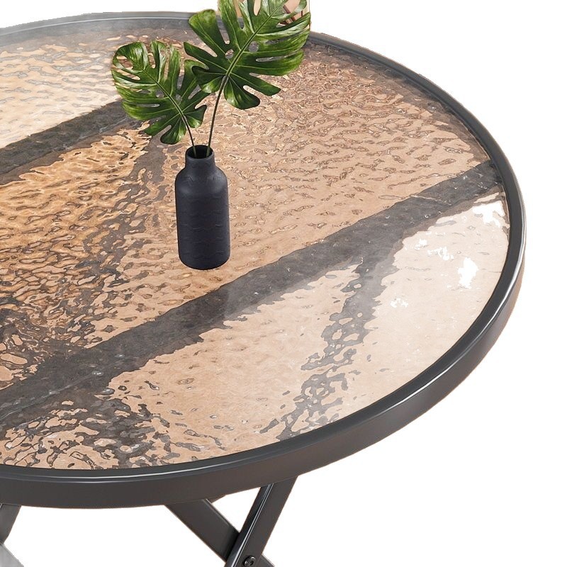 Mesa de comedor redonda al aire libre mesa de vidrio pequeña mesa de comedor doméstica silla portátil mesa cuadrada mesa plegable simple image 5