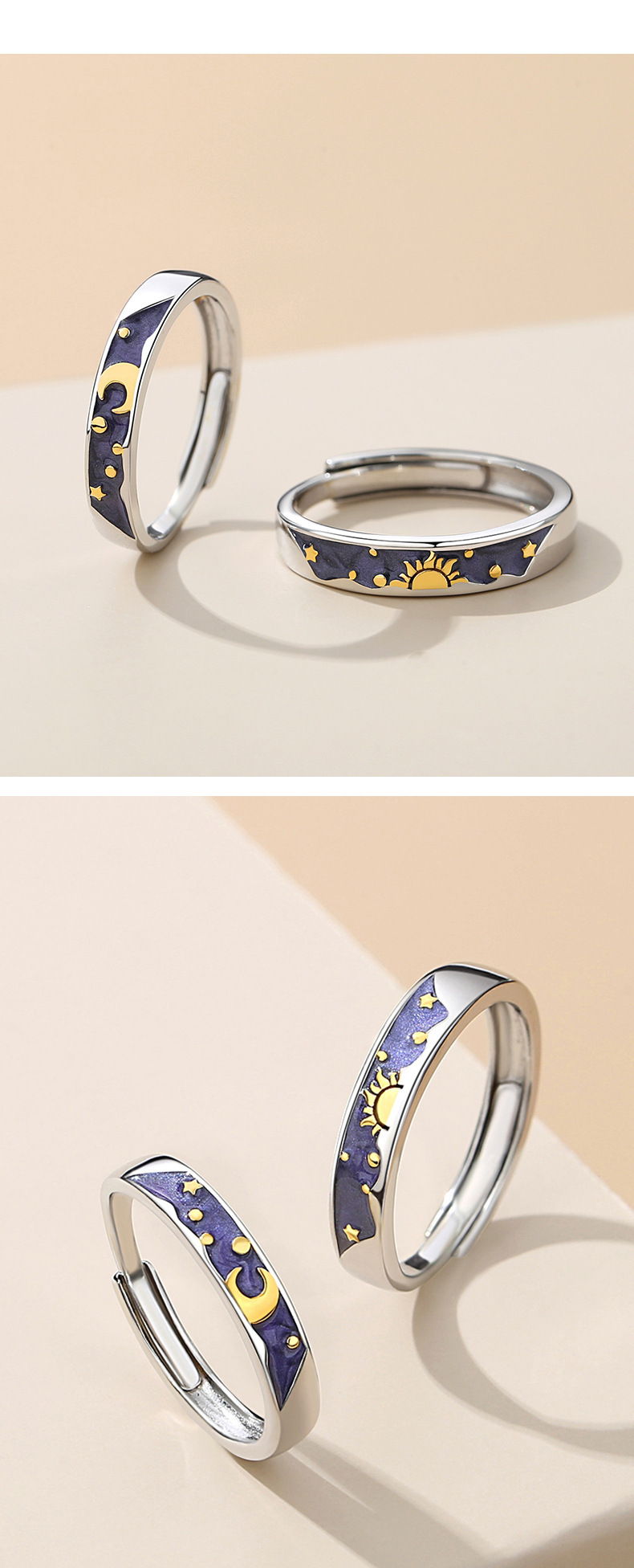 Fashion Sun Moon Copper Plating Rings 1 Piece