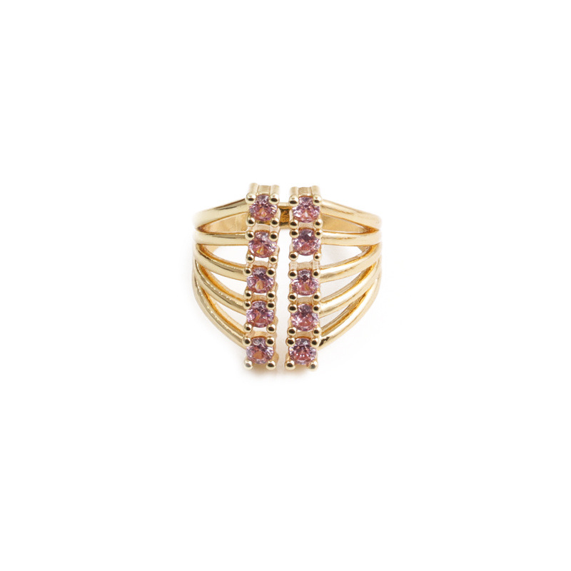 Korean Multi-color Geometric Copper Inlaid Zircon Ring Wholesale display picture 8