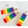 Brand rainbow detachable constructor, necklace and earrings for beloved, hairgrip, accessory