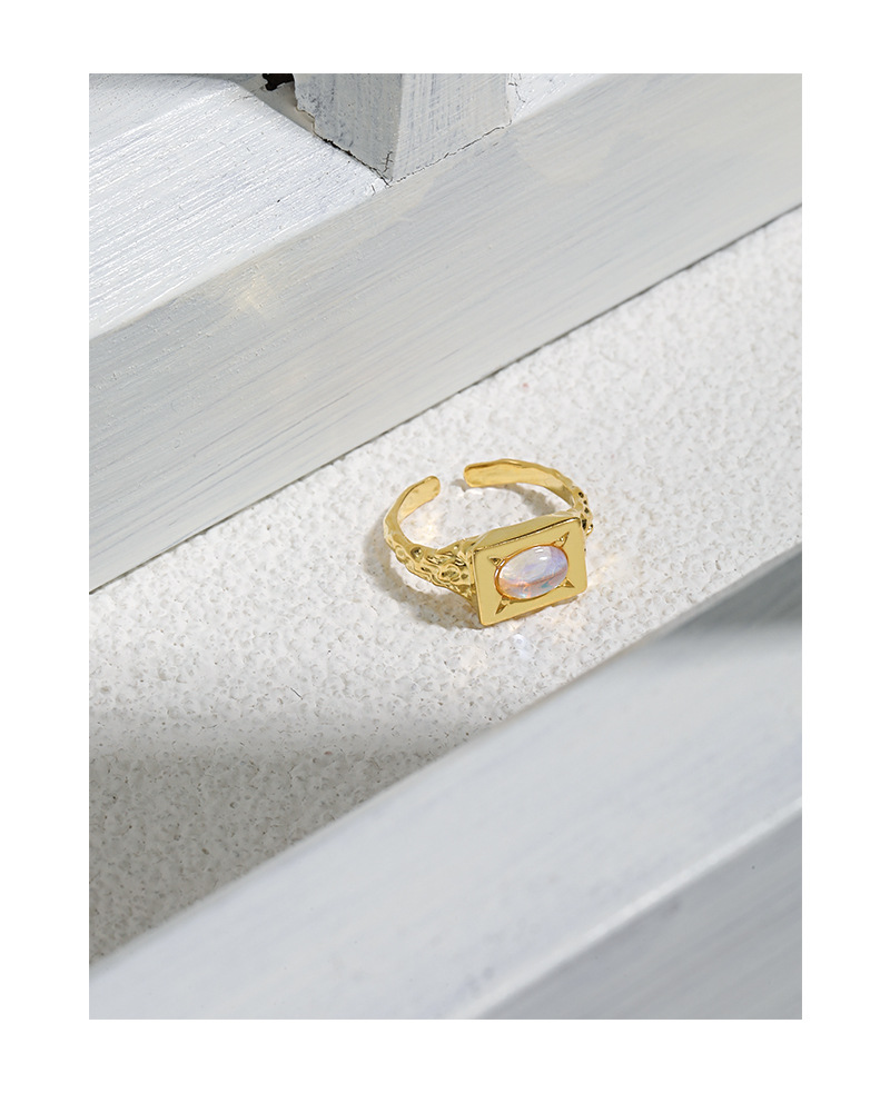 Fashion Square Sterling Silver Plating Moonstone Open Ring