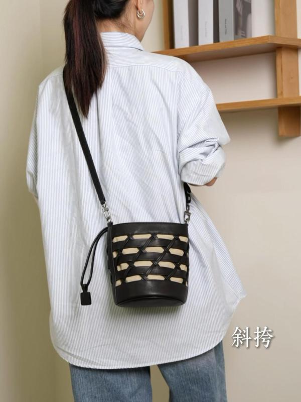 2025新款菜篮子编织包女手提单肩斜挎沙滩包大容量通勤水桶包跨境|undefined