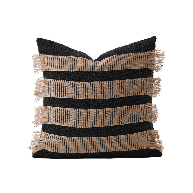 Sofá tejido de cuerda de cáñamo de mano, almohada de lujo ligera, almohada de soporte de alto nivel, decoración de ventana de acomodación residencial, viento tranquilo