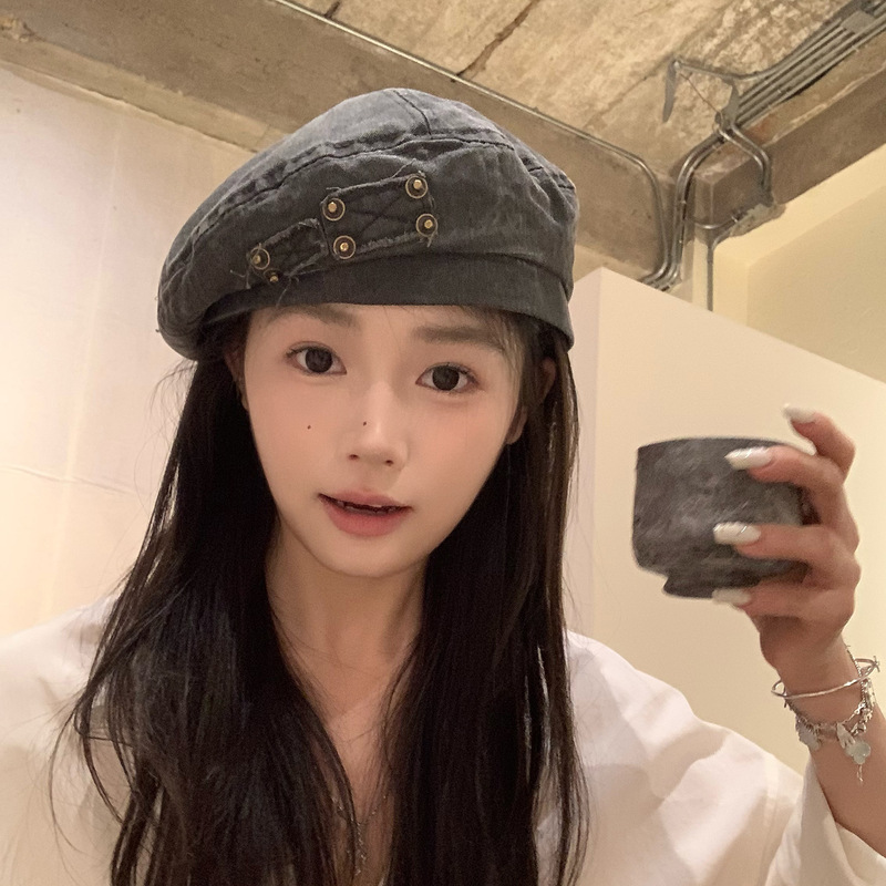个性小众做旧贝雷帽女秋季时尚个性画家帽大头围显脸小报童帽女|undefined