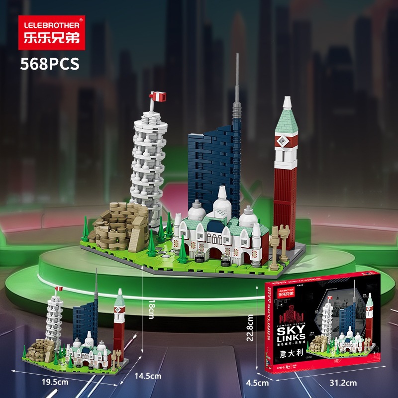 Signos de la ciudad skyline arquitectura vista callejera bloques modelo de micro paisaje juguetes para niños adornos rompecabezas regalos del 1 de junio