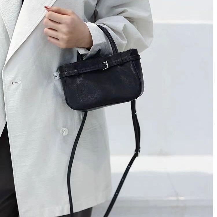 Japan & Korea Version Genuine Leather Women's Handbag Vegetable Tanned Cowhide Tote Bag Spring/Summer New Fashion Simple Shoulder Crossbody Bag - Thumbnail 4