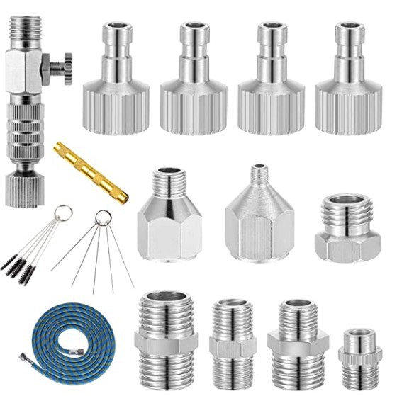 组合产品 快速接头喷笔快速接头清洗针套装蓝色1.8米气管