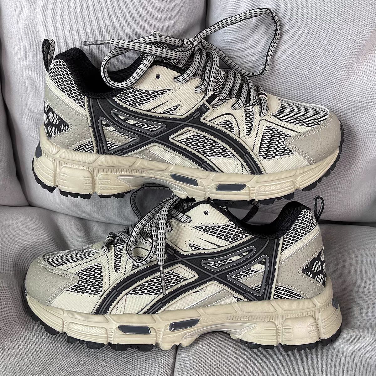 Xu Ling Summer Wear Mesh Retro Style Gray Sneakers Niche Chic Men's and Women's Shoes Outdoor Running and Hiking Shoes