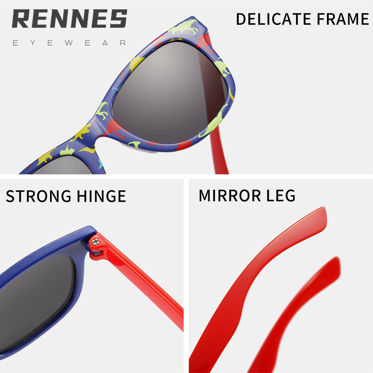 2024 nuevos dibujos animados para niños transfronterizos, estampado de dinosaurios, tendencia, gafas de sol de moda, gafas de sol esenciales para el uso al aire libre